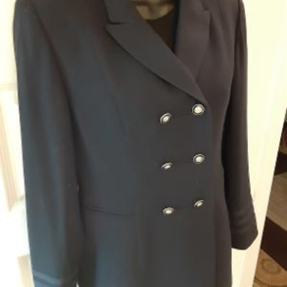 Vintage Kasper ASL Double Breasted Navy Jacket - Picture 4 of 9